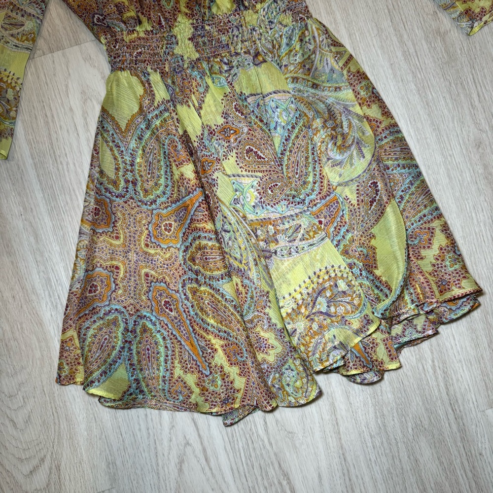 💛MISA Los Angeles💛Pamela Paisley Off Shoulder Long Sleeve Mini Dress - Picture 11 of 16